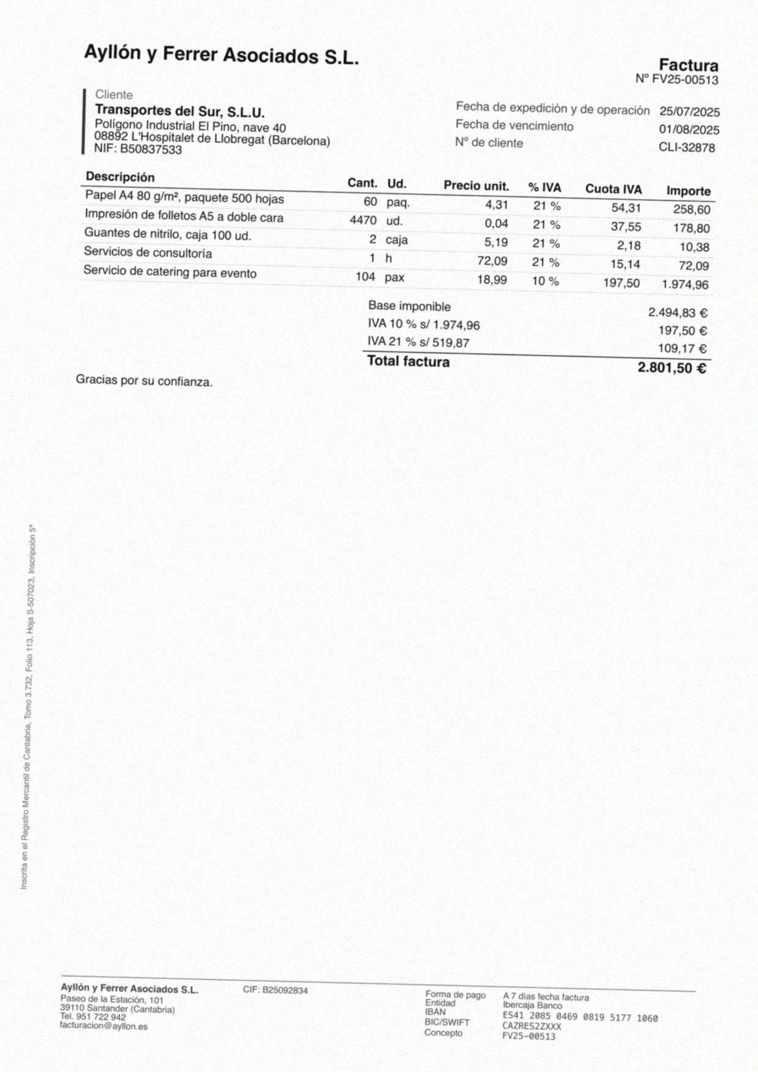 Ayllón y Ferrer Asociados S.L. · FV25-00513