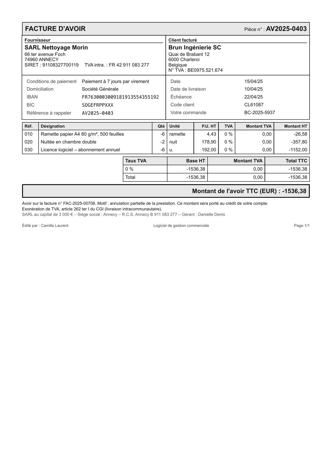 SARL Nettoyage Morin · AV2025-0403