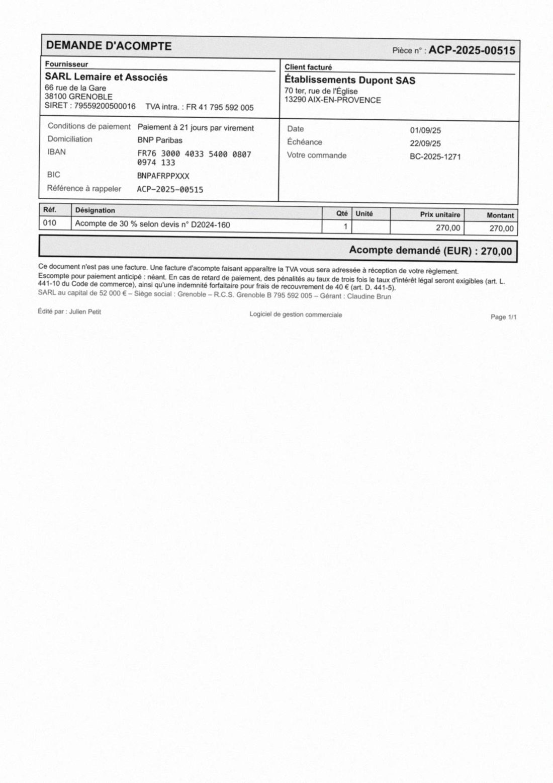 SARL Lemaire et Associés · ACP-2025-00515